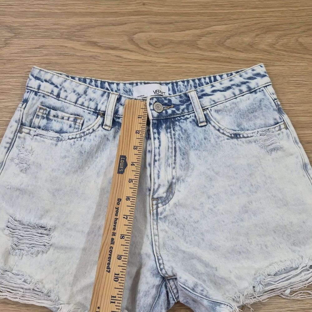 VERVET Jean Shorts Womens M Blue Denim Distressed Shorties Acid Wash - Picture 6 of 9